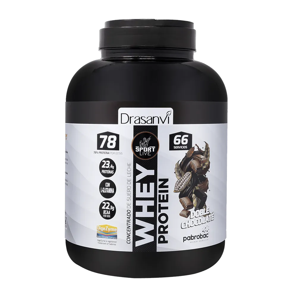 Whey Protein Concentrada Doble Chocolate 2Kg Sport Live Drasanvi