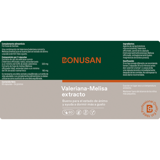 Bonusan Valeriana-Melisa extracto - 60 caps