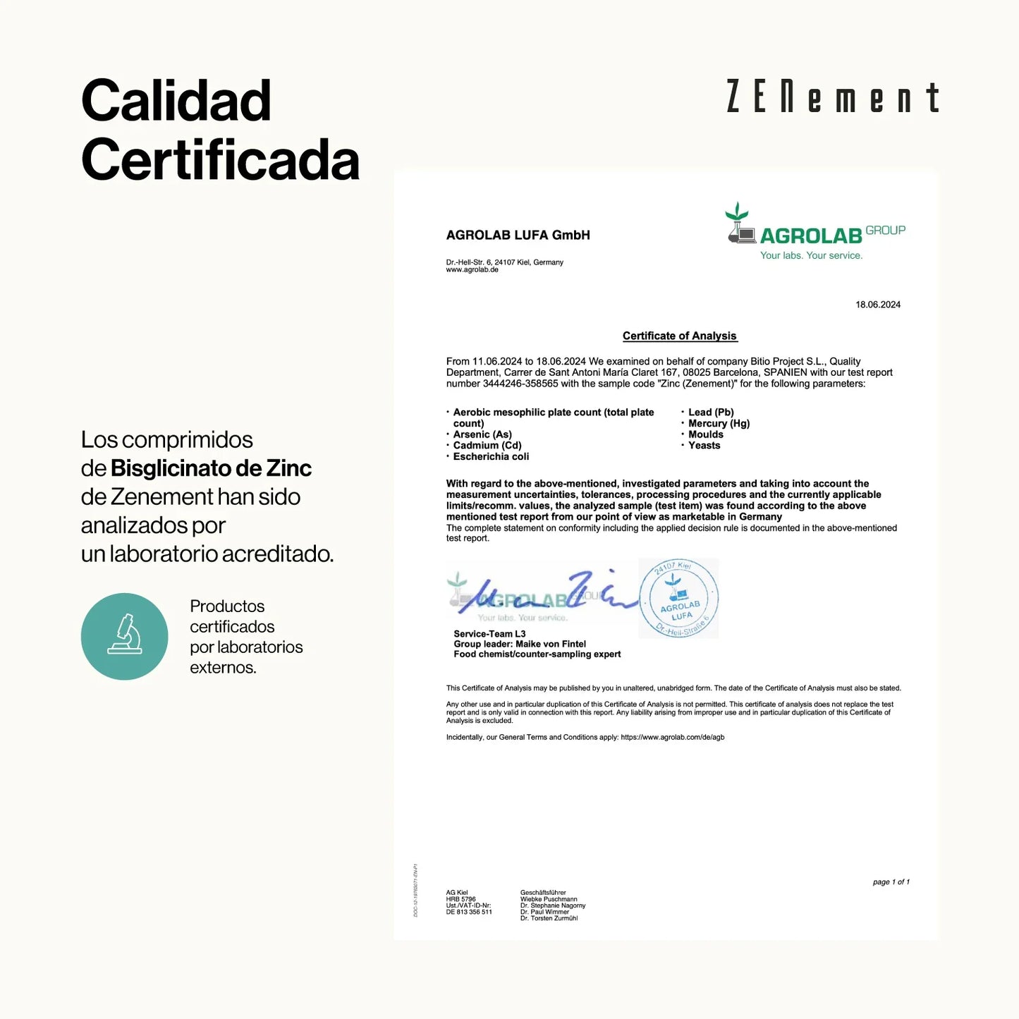 Bisglicinato de Zinc 25 mg - 400 Comprimidos