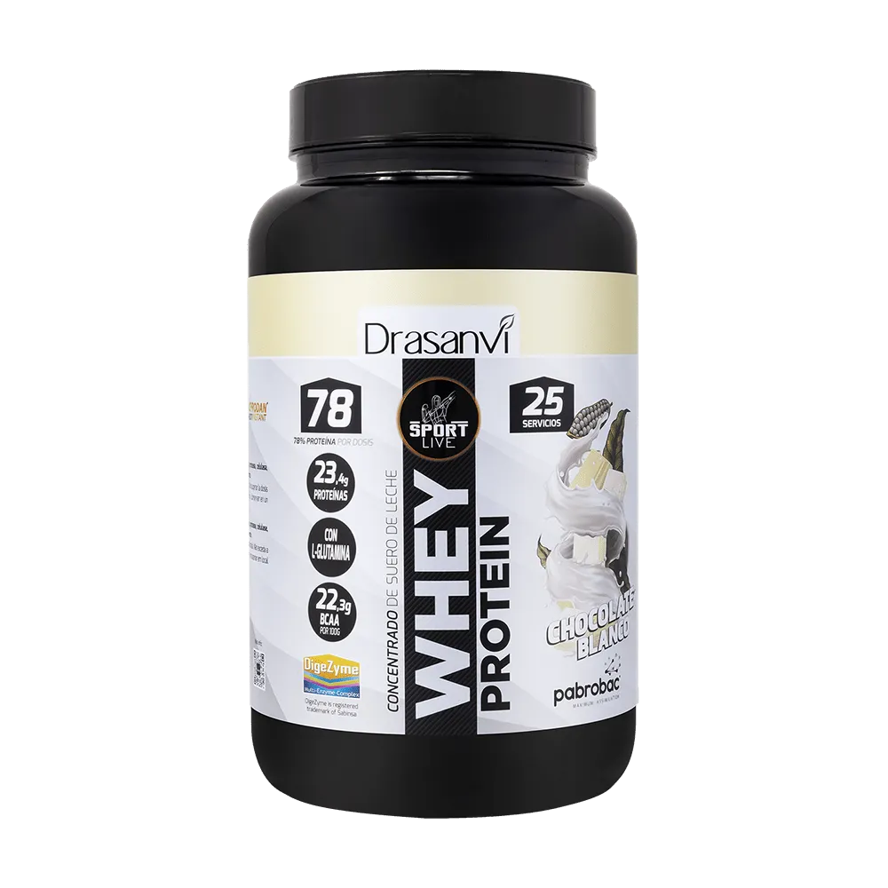 Whey Protein Concentrada Chocolate Blanco 750G Sport Live Drasanvi