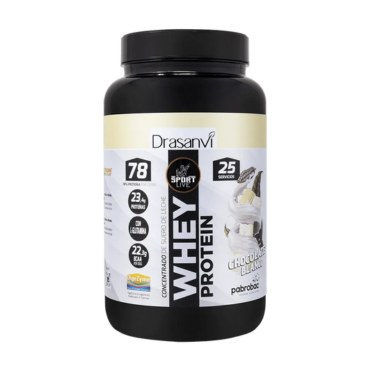 Whey Protein Concentrada Chocolate Blanco 750G Sport Live Drasanvi
