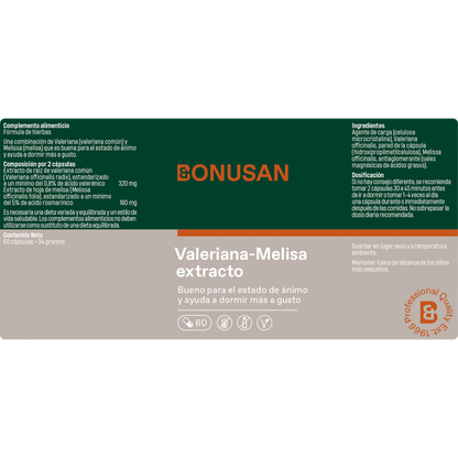 Bonusan Valeriana-Melisa extracto - 60 caps