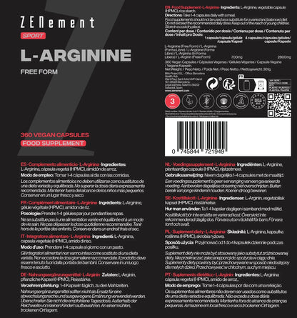 L-Arginina 700 mg por dosis - 360 Cápsulas