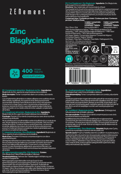 Bisglicinato de Zinc 25 mg  - 400 Comprimidos