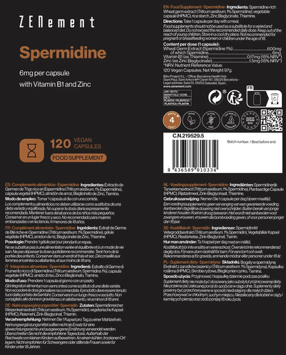 Espermidina 6 mg por cápsula - 120 Cápsulas Veganas