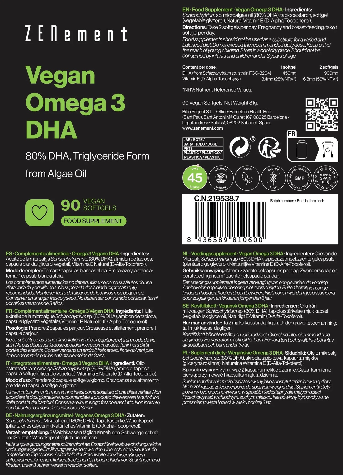 Omega 3 vegano - 90 perlas