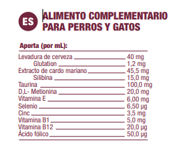 Tabla de composición de Hepatosil Plus Gel