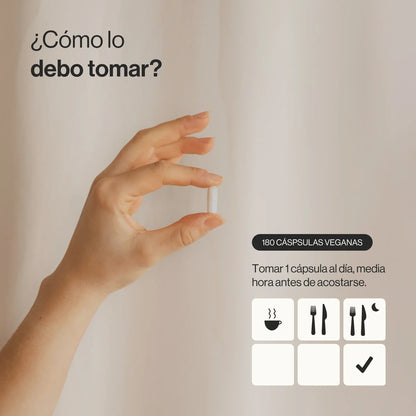 Complejo de L-Triptófano con Melatonina, Magnesio + Vitaminas B3, B5 y B6 - 180 Cápsulas