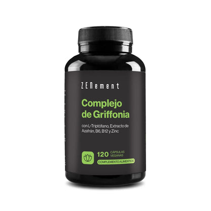 Complejo de Griffonia con L-Triptófano, Extracto de Azafrán, B6, B12 y Zinc - 120 Cápsulas