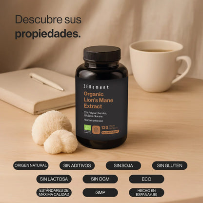 Extracto de Melena de León Ecológico 50% Polisacáridos, 15% Beta-Glucanos - 120 Cápsulas
